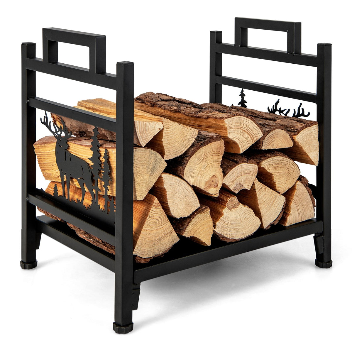 18.5 Inch Metal Firewood Rack with Dual Handles view 4