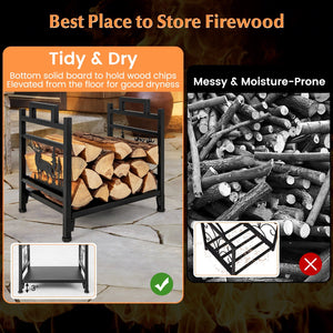 18.5 Inch Metal Firewood Rack with Dual Handles view 8