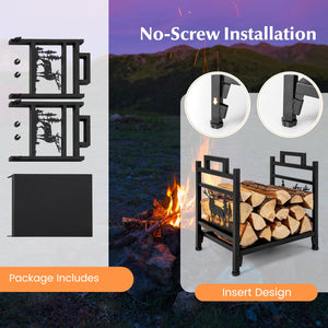 18.5 Inch Metal Firewood Rack with Dual Handles view 9