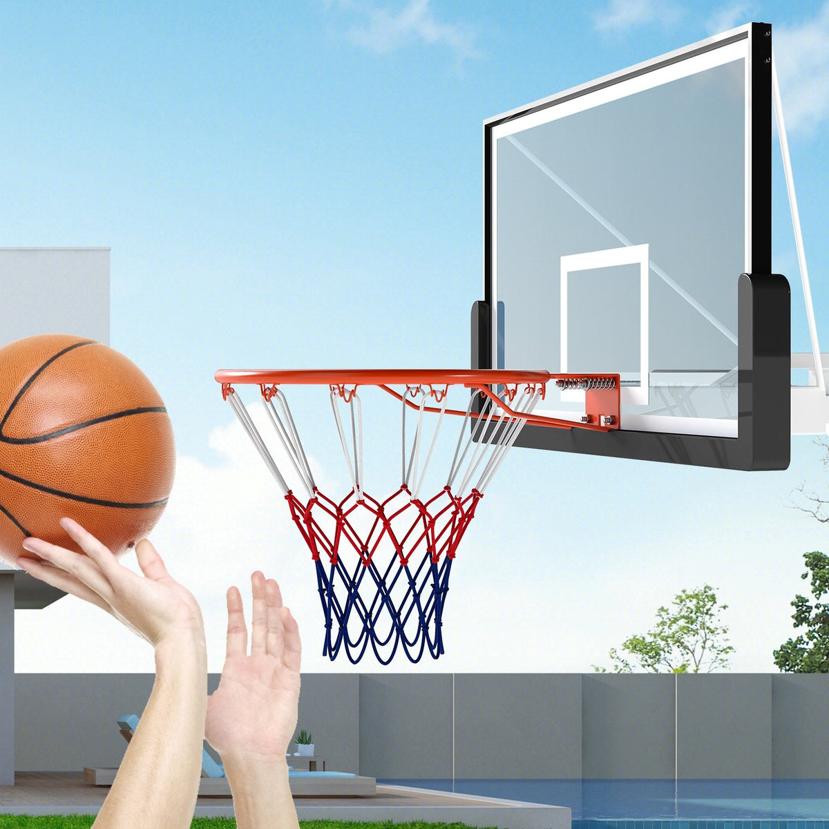 18 inches Basketball Rim Heavy Duty Wall Mounted Basketball Rim Goal Replacement-Orange view 3