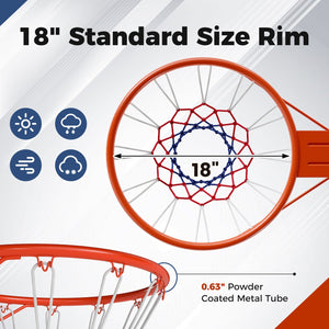 18 inches Basketball Rim Heavy Duty Wall Mounted Basketball Rim Goal Replacement-Orange view 8