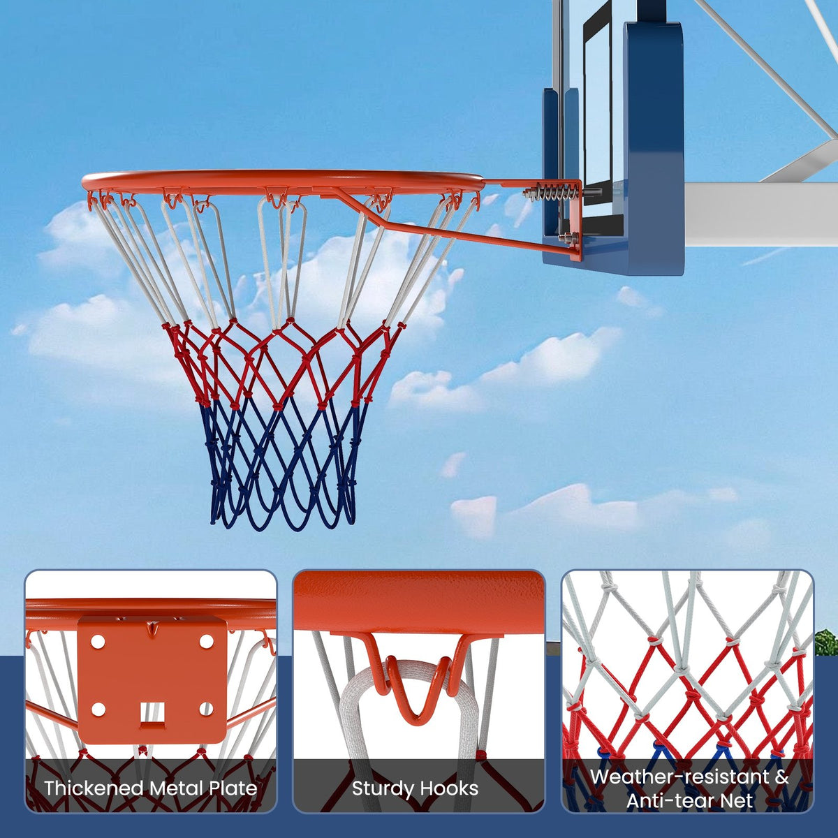 18 inches Basketball Rim Heavy Duty Wall Mounted Basketball Rim Goal Replacement-Orange view 9