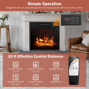 18 Inch Electric Fireplace Inserted with Adjustable LED Flame view 8
