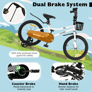 18 Feet Kids Bike with Removable Training Wheels-Black & White view 6