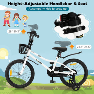 18 Feet Kids Bike with Removable Training Wheels-Black & White view 7