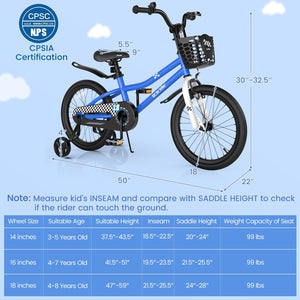 18 Feet Kids Bike with Removable Training Wheels-Navy view 4