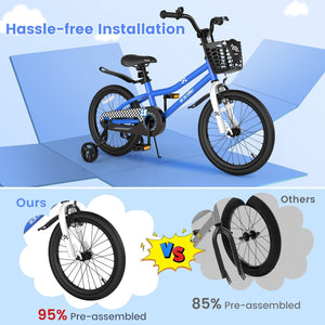 18 Feet Kids Bike with Removable Training Wheels-Navy view 7