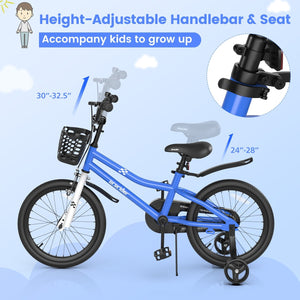 18 Feet Kids Bike with Removable Training Wheels-Navy view 9