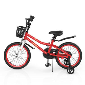 18 Feet Kids Bike with Removable Training Wheels-Red view 4