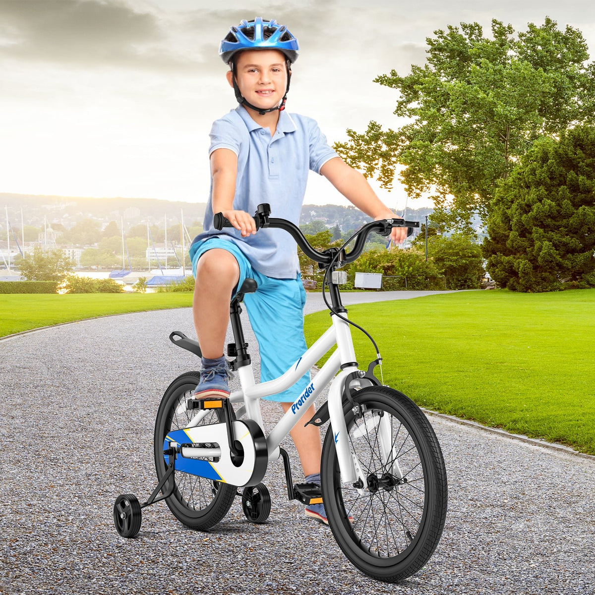 18 Feet Kids Bike with Removable Training Wheels-White view 2