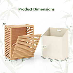 18 Gal Bamboo Tilt-out Laundry Hamper with Removable Fabric Bin-Natural view 5