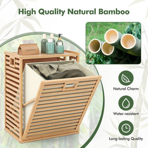 18 Gal Bamboo Tilt-out Laundry Hamper with Removable Fabric Bin-Natural view 7