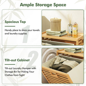 18 Gal Bamboo Tilt-out Laundry Hamper with Removable Fabric Bin-Natural view 8