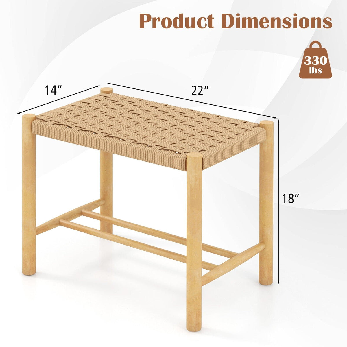 18 Inch Dining Stool Set of 2-Natural view 4