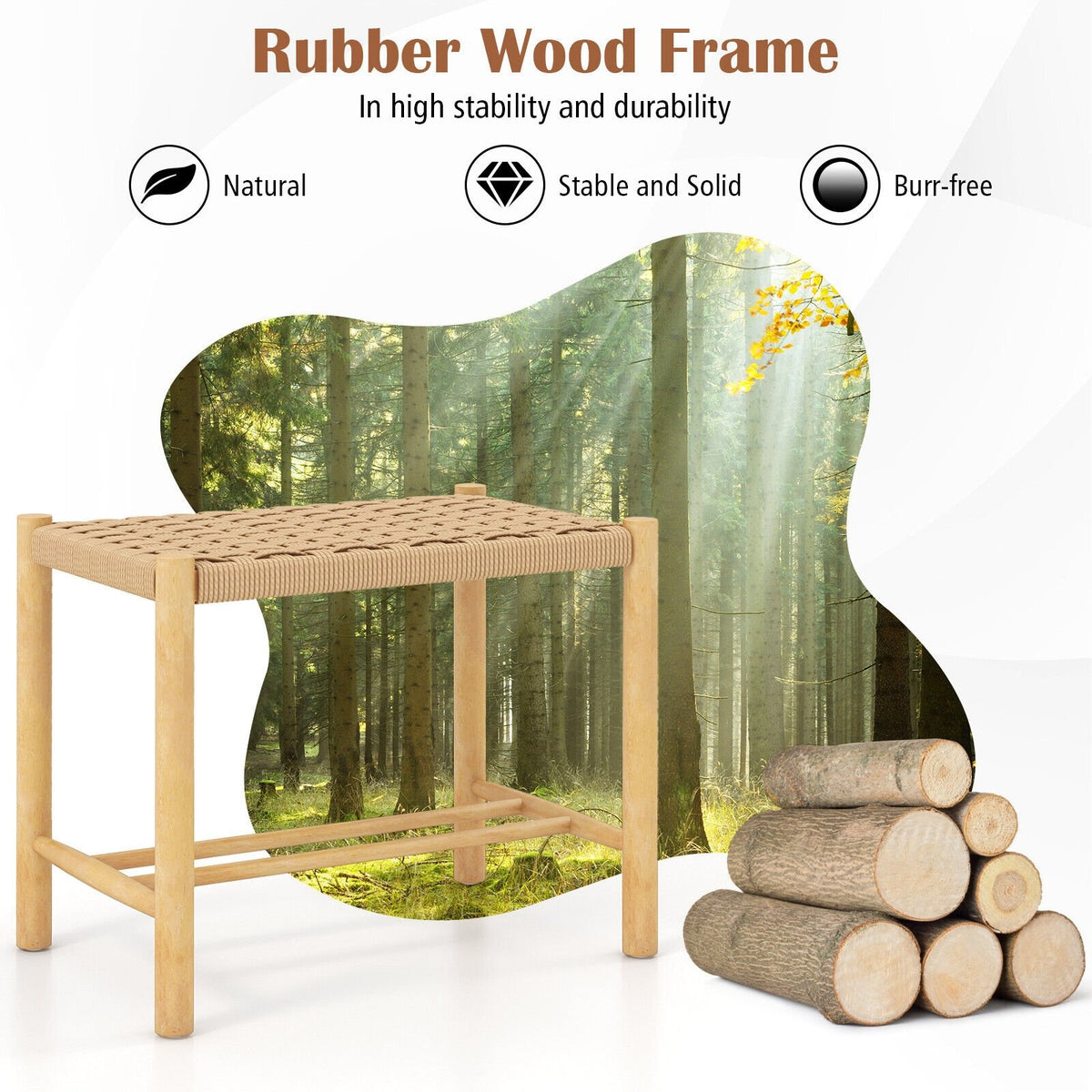 18 Inch Dining Stool Set of 2-Natural view 5