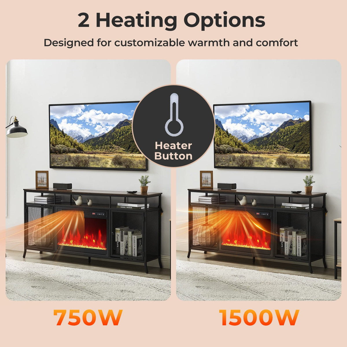 18 Inch Electric Fireplace Insert Fireplace Heater with Overheat Protection view 5