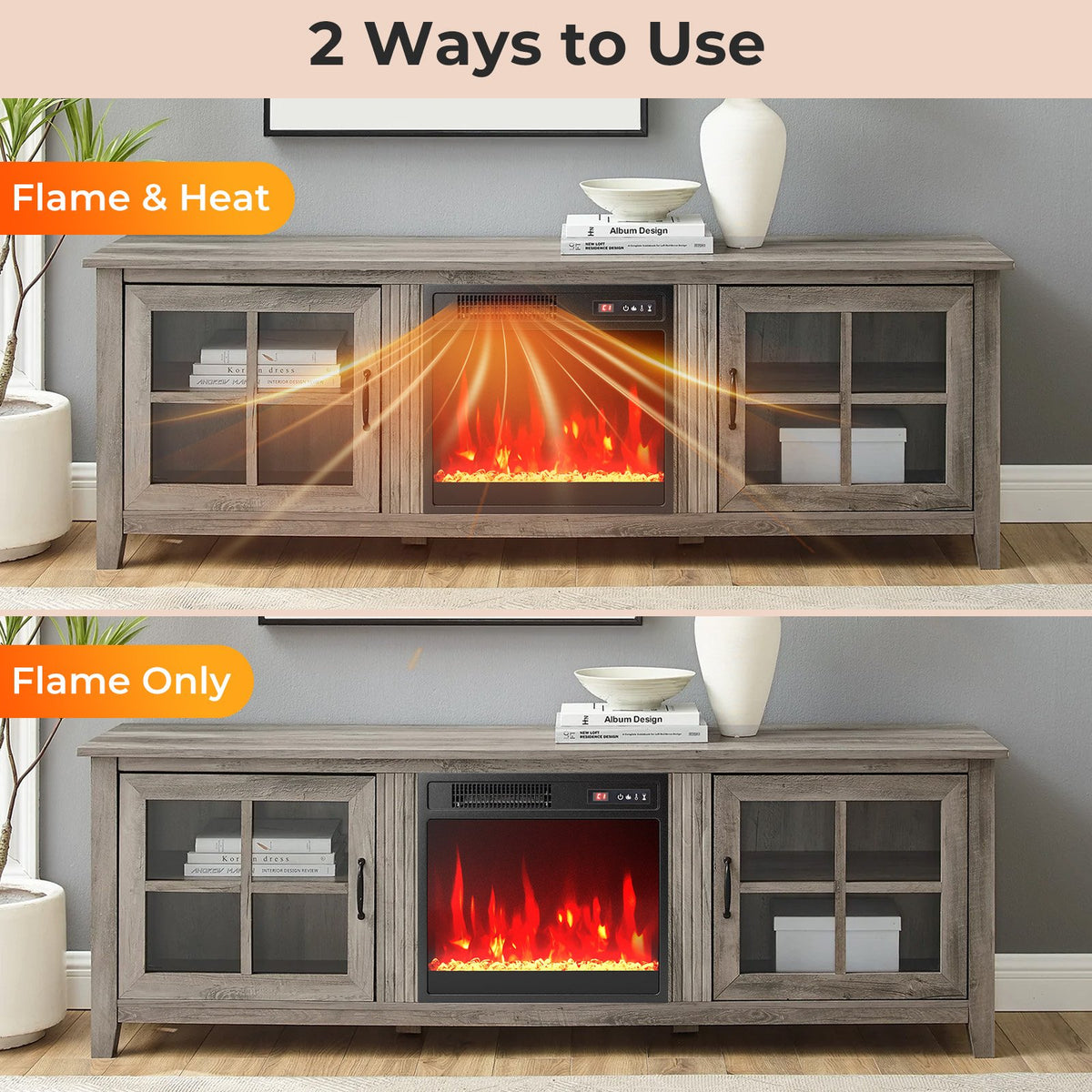 18 Inch Electric Fireplace Insert Fireplace Heater with Overheat Protection view 9