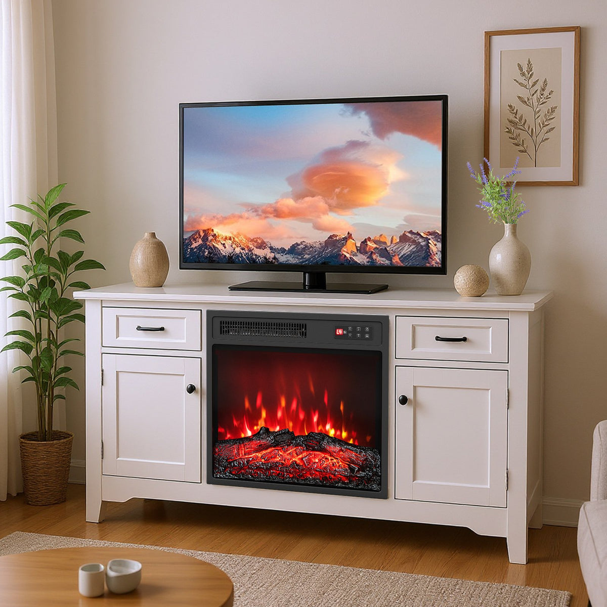 18 Inch Electric Fireplace Insert with Remote Control and 7 Realistic Flame Colors view 2