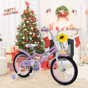 18 Inch Girl Bike with Basket with Detachable Training Wheels for 4-8 Years Old-18 inches view 3