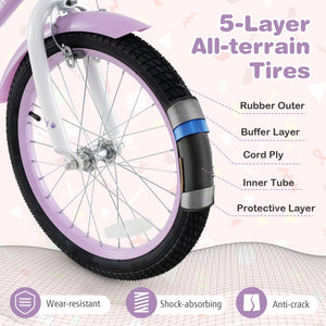 18 Inch Girl Bike with Basket with Detachable Training Wheels for 4-8 Years Old-18 inches view 6