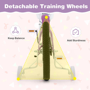 18 Inch Girl Bike with Basket with Detachable Training Wheels for 4-8 Years Old-18 inches view 8