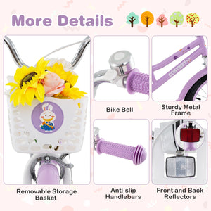 18 Inch Girl Bike with Basket with Detachable Training Wheels for 4-8 Years Old-18 inches view 9