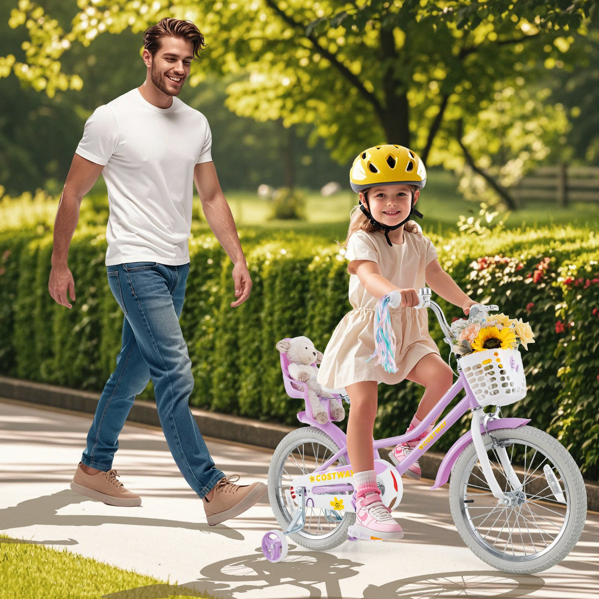 18 Inch Girls Bike Kids Bicycle with Doll Seat and Streamers for Children 4-8 Years Old view 2