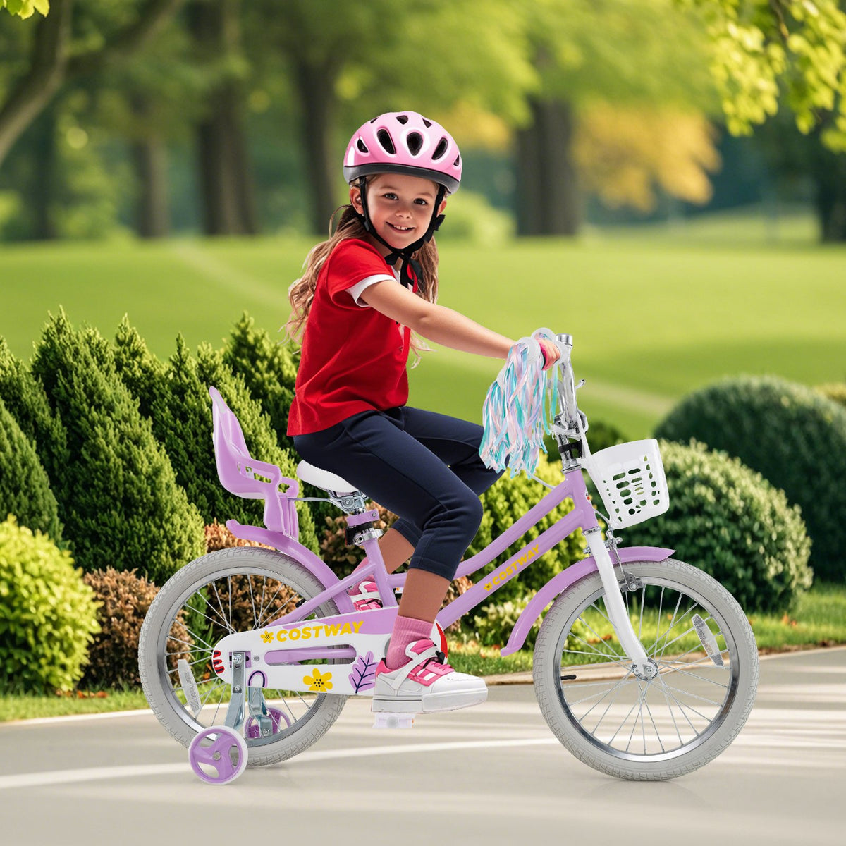 18 Inch Girls Bike Kids Bicycle with Doll Seat and Streamers for Children 4-8 Years Old view 3