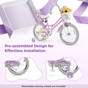 18 Inch Girls Bike Kids Bicycle with Doll Seat and Streamers for Children 4-8 Years Old view 7
