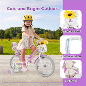 18 Inch Girls Bike Kids Bicycle with Doll Seat and Streamers for Children 4-8 Years Old view 8