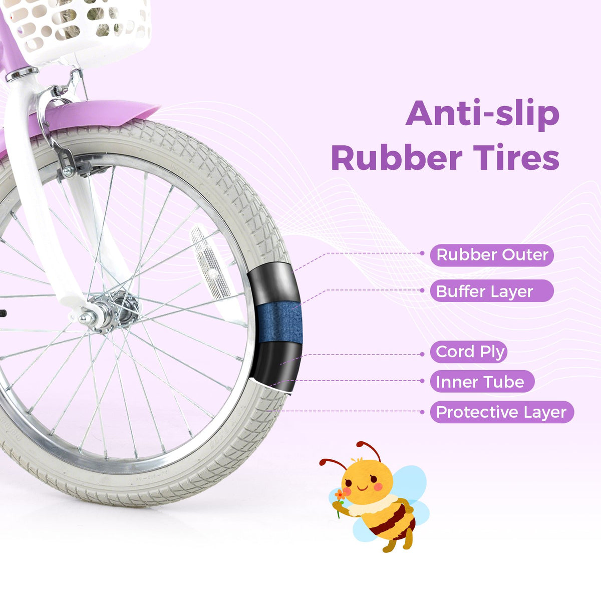 18 Inch Girls Bike Kids Bicycle with Doll Seat and Streamers for Children 4-8 Years Old view 9