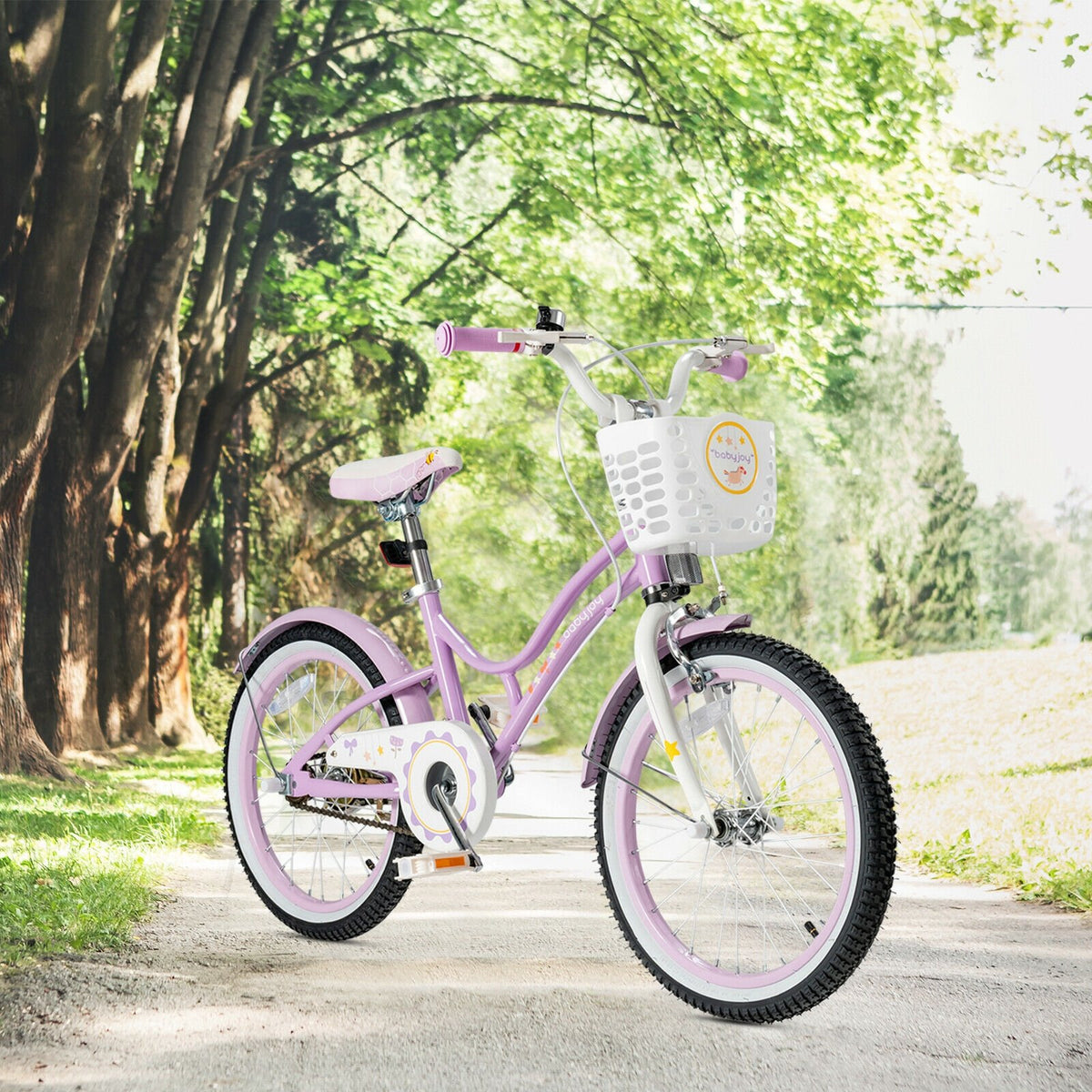 18 Inch Kids Adjustable Bike with Training Wheels-Purple view 6