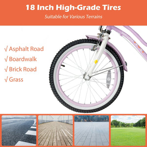 18 Inch Kids Adjustable Bike with Training Wheels-Purple view 9
