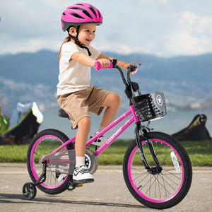 18 Inch Kids Bike Adjustable Bicycle with Front Basket for Children Aged 4-8 Years Old view 2