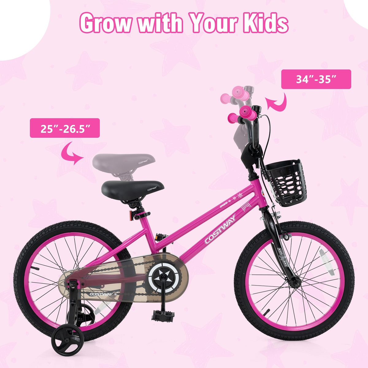 18 Inch Kids Bike Adjustable Bicycle with Front Basket for Children Aged 4-8 Years Old view 5