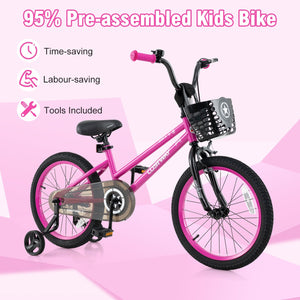 18 Inch Kids Bike Adjustable Bicycle with Front Basket for Children Aged 4-8 Years Old view 7