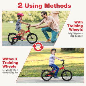 18 Inch Kids Bike Adjustable Bicycle with Reflectors and Bell for 4-8 Years Old view 7