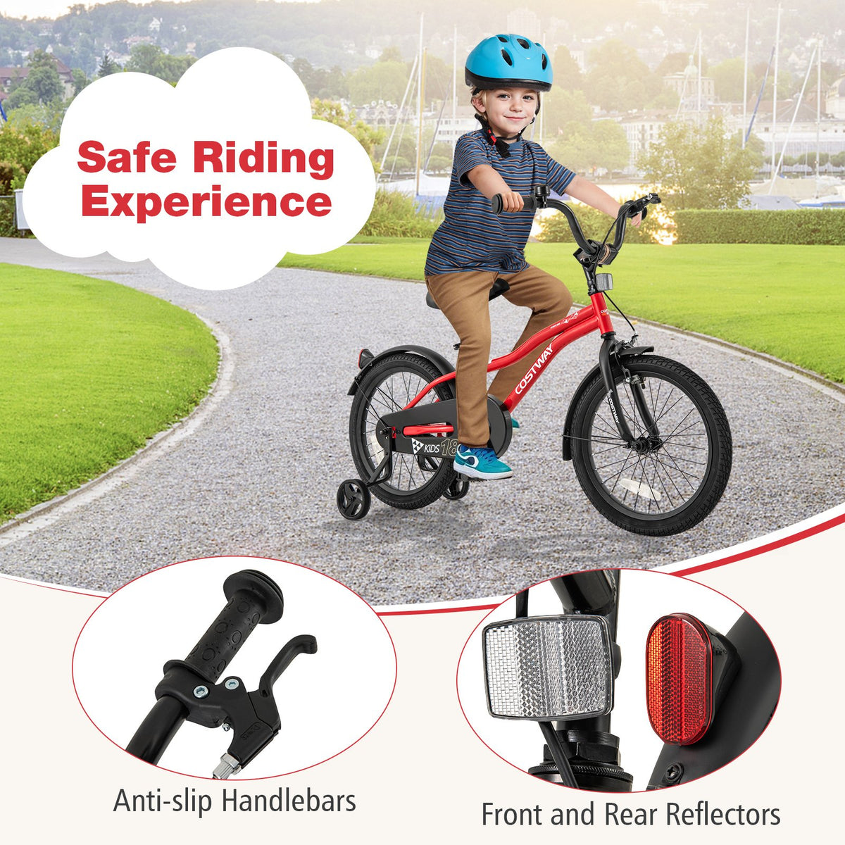 18 Inch Kids Bike Adjustable Bicycle with Reflectors and Bell for 4-8 Years Old view 8