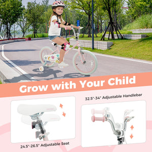 18 Inch Kids Bike Adjustable for 3-8 Years Old Children Pink - Stars & Moon view 6