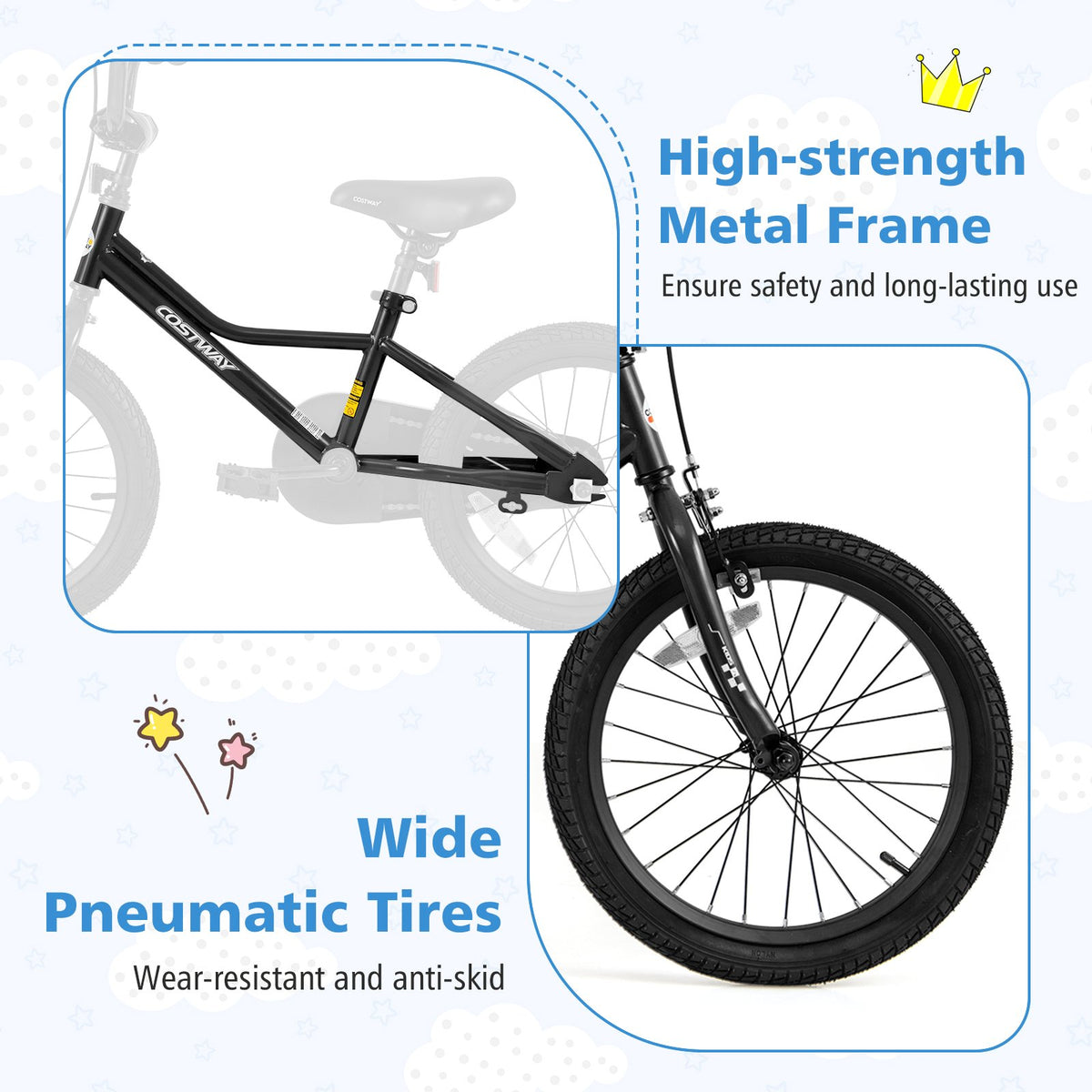 18 Inch Kids Bike Adjustable for 4-8 Years Old with Low-Step Frame view 8