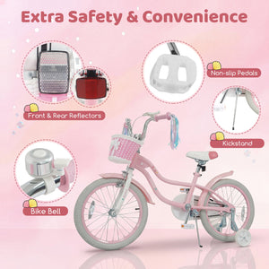 18-Inch Kids Bike Adjustable with Basket and Streamers Pink - Princess of the Sea Theme view 7