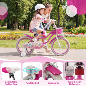 18-Inch Kids Bike Adjustable with Basket and Streamers Rose Red - Princess of the Sea Theme view 9