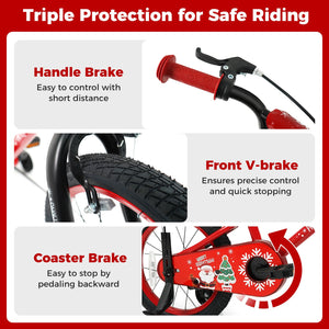 18 Inch Kids Bike Adjustable with Christmas Music & Flag for Aged 4-8 Years Old view 5