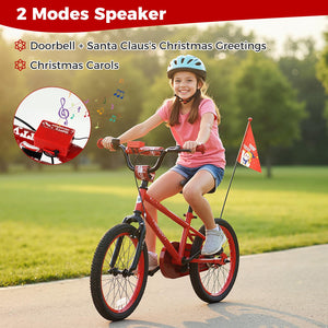 18 Inch Kids Bike Adjustable with Christmas Music & Flag for Aged 4-8 Years Old view 7