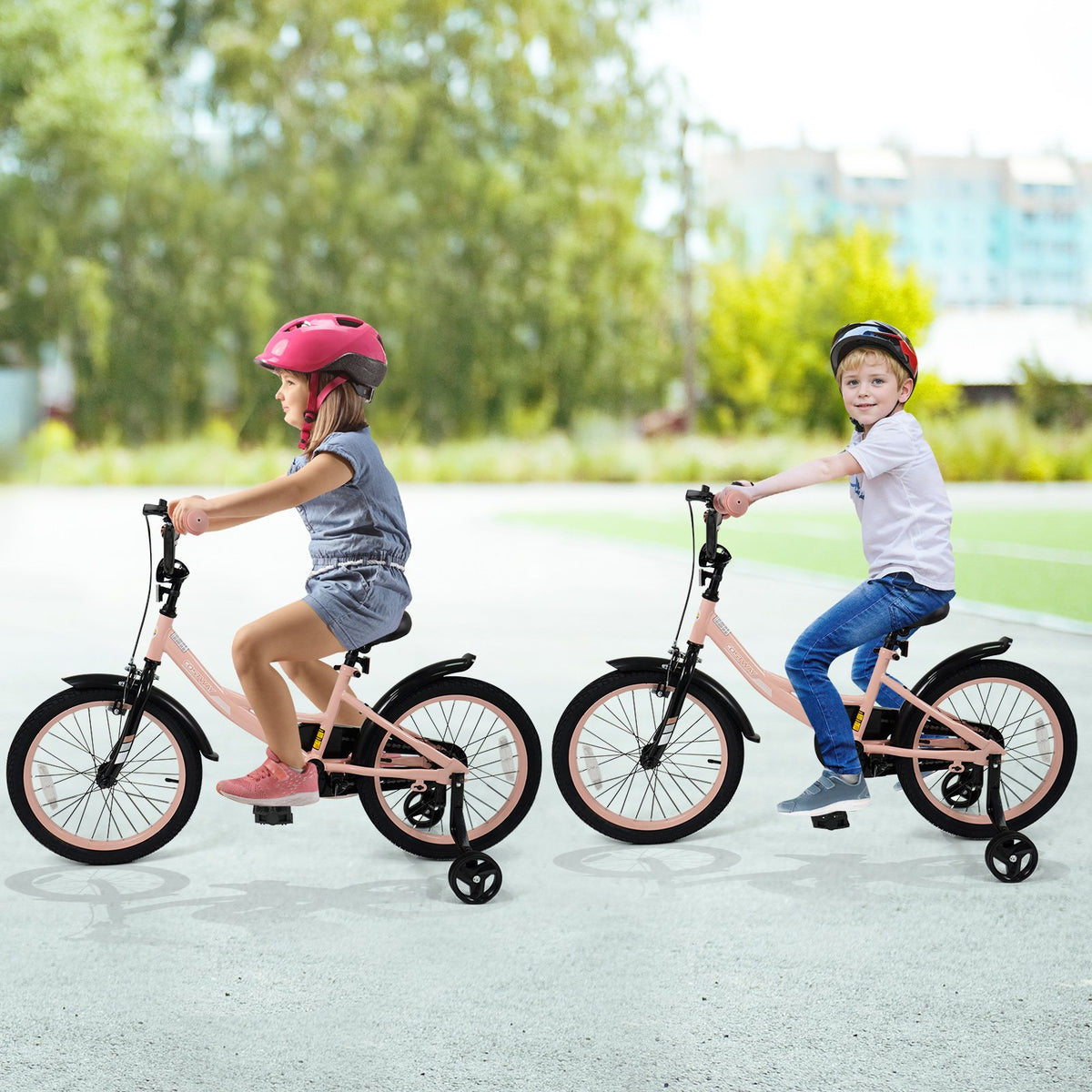 12/14/16/18 Inch Kids Bike Adjustable with Removable Training Wheels Pink for 3-8 Years Old-18 inches view 3