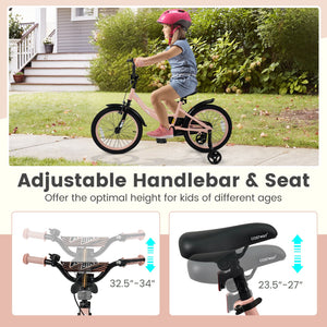 12/14/16/18 Inch Kids Bike Adjustable with Removable Training Wheels Pink for 3-8 Years Old-18 inches view 6