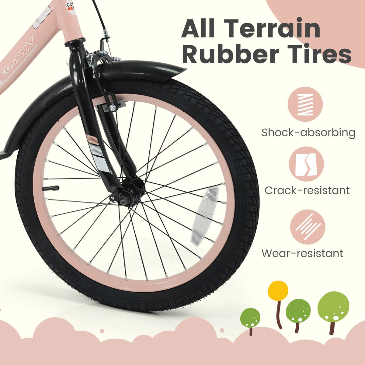 12/14/16/18 Inch Kids Bike Adjustable with Removable Training Wheels Pink for 3-8 Years Old-18 inches view 8