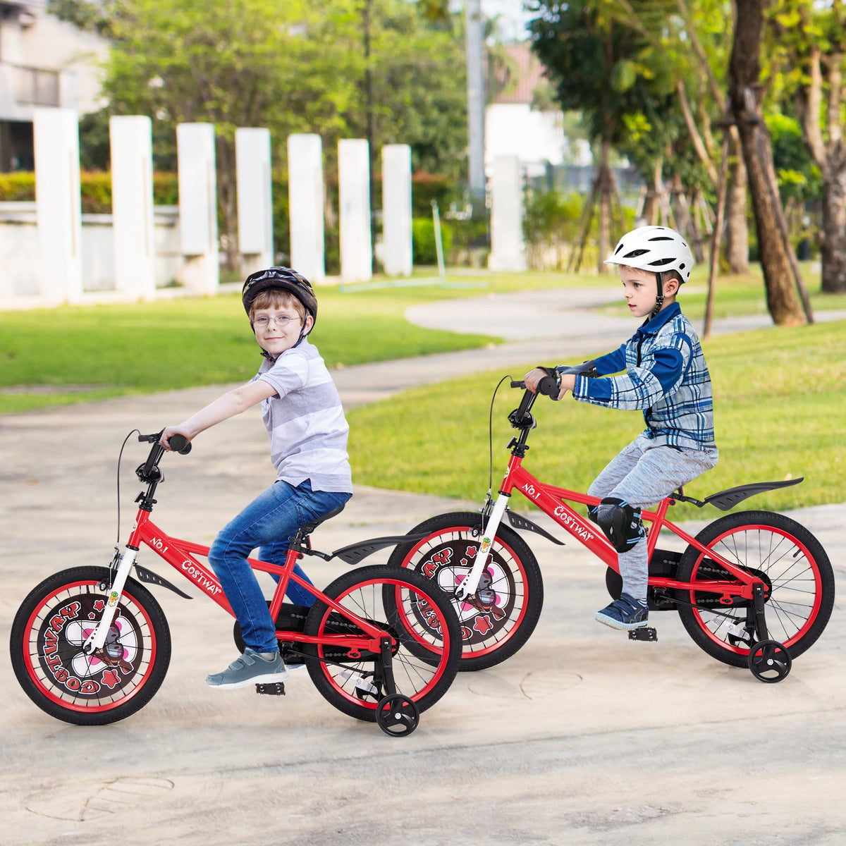 18 Inch Kids Bike Adjustable with Storage Basket and Double Brake for 4-8 Years Old-18 inches view 3