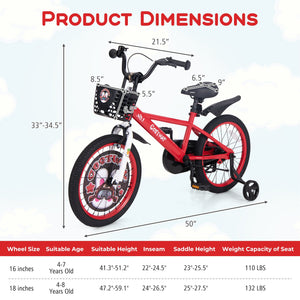 18 Inch Kids Bike Adjustable with Storage Basket and Double Brake for 4-8 Years Old-18 inches view 4