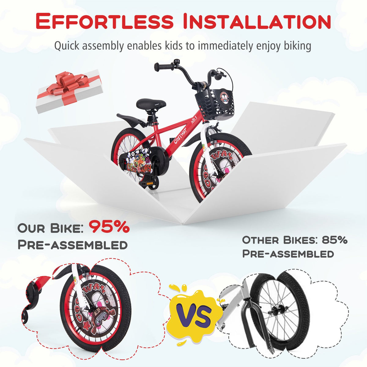 18 Inch Kids Bike Adjustable with Storage Basket and Double Brake for 4-8 Years Old-18 inches view 9